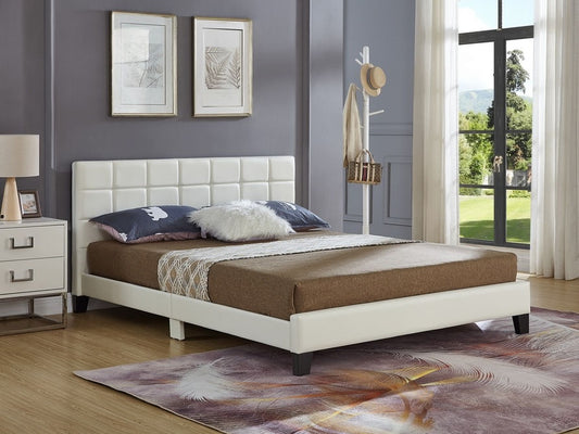 White PU Bed with Padded Headboard