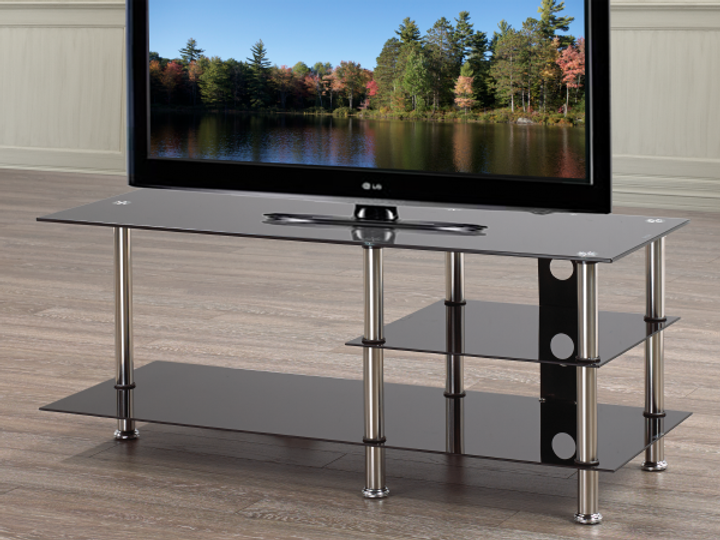 Black 2.5 Layer Glass Top TV Stan with Chrome Legs