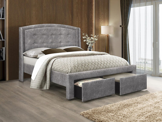 Platform Bed withButton Tufting Headboard,2xFront Storage Drawers,