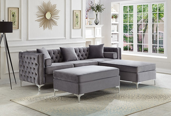 Sectional W/Reversible Chaise (Grey Velvet)