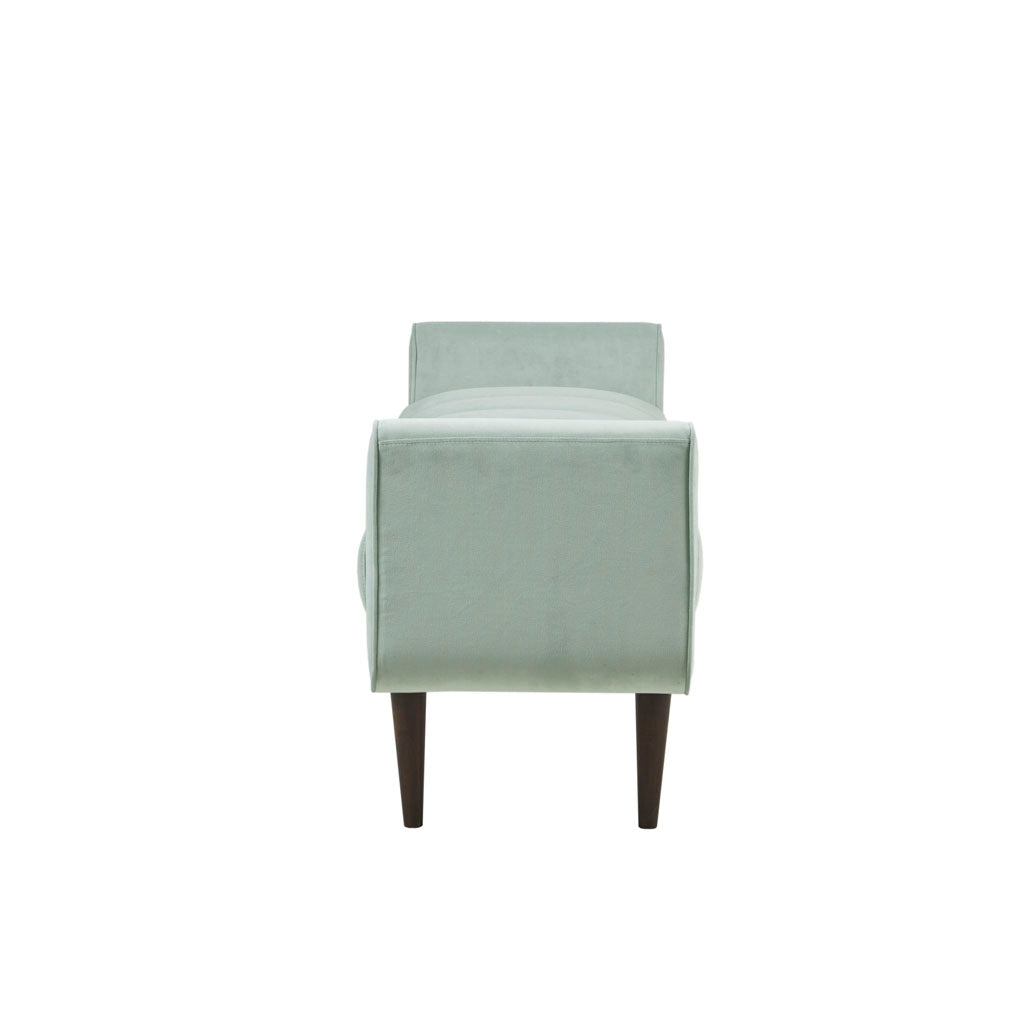 Velvet Upholstered Modern Accent Bench, Seafoam Green