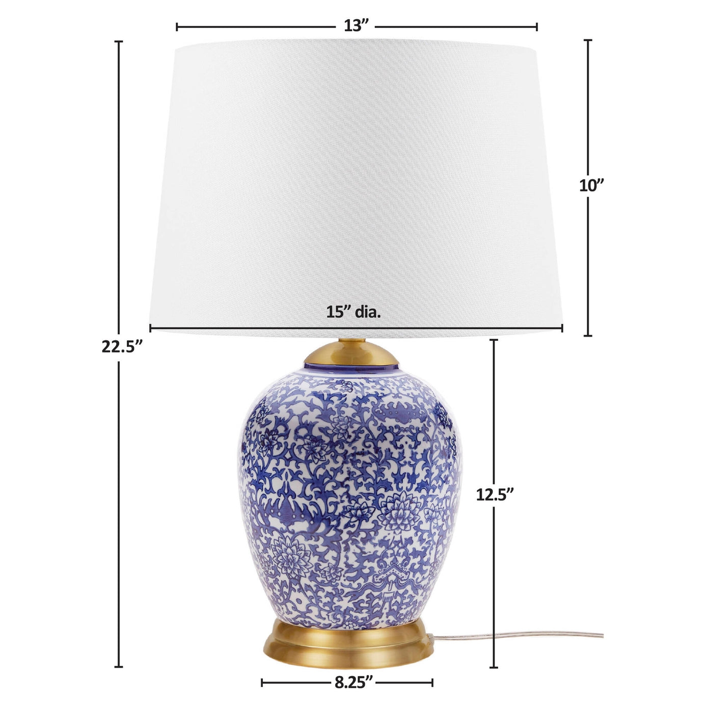 Blue Ceramic Ginger Jar Table Lamp