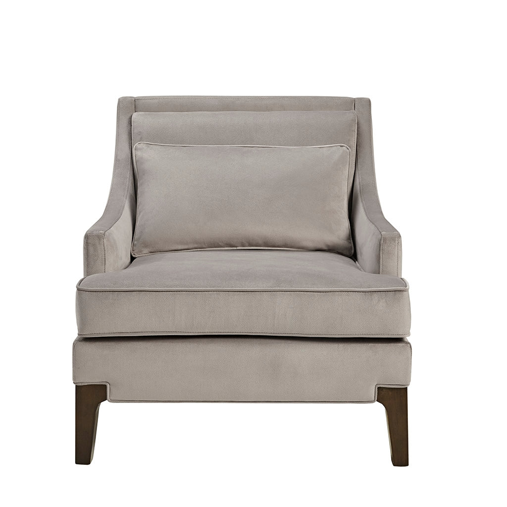 Upholstered Armchair with Lumbar Pillow, Grey