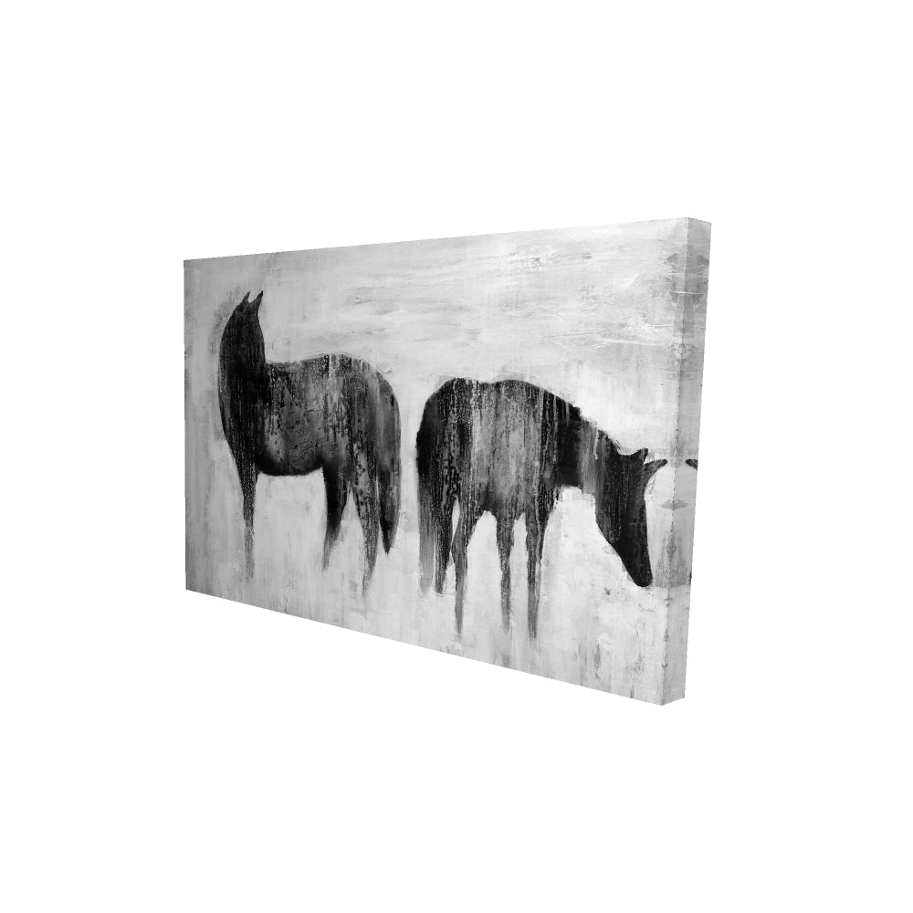 Horses Silhouettes in | Fine Art Print On Canvas 24" X 36"