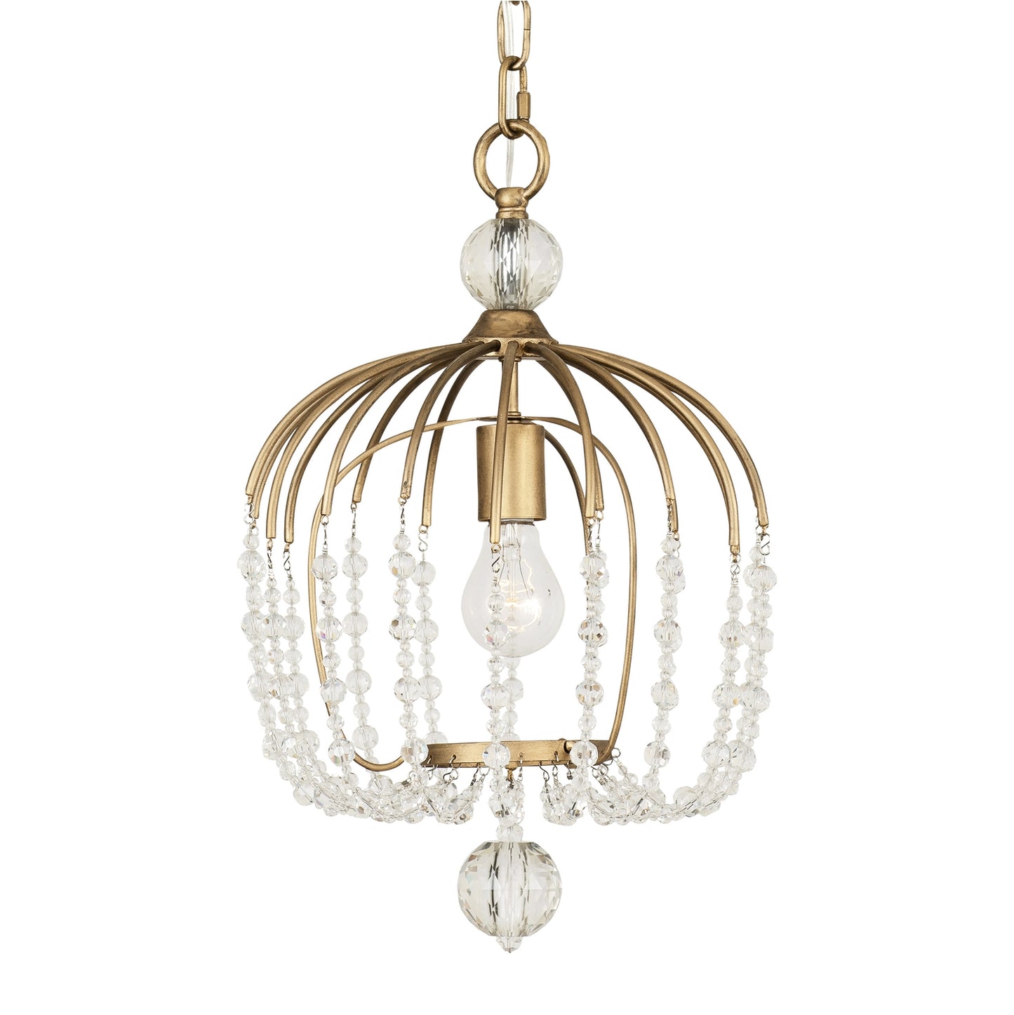 Voliere 1-Lt Crystal Pendant - Havana Gold