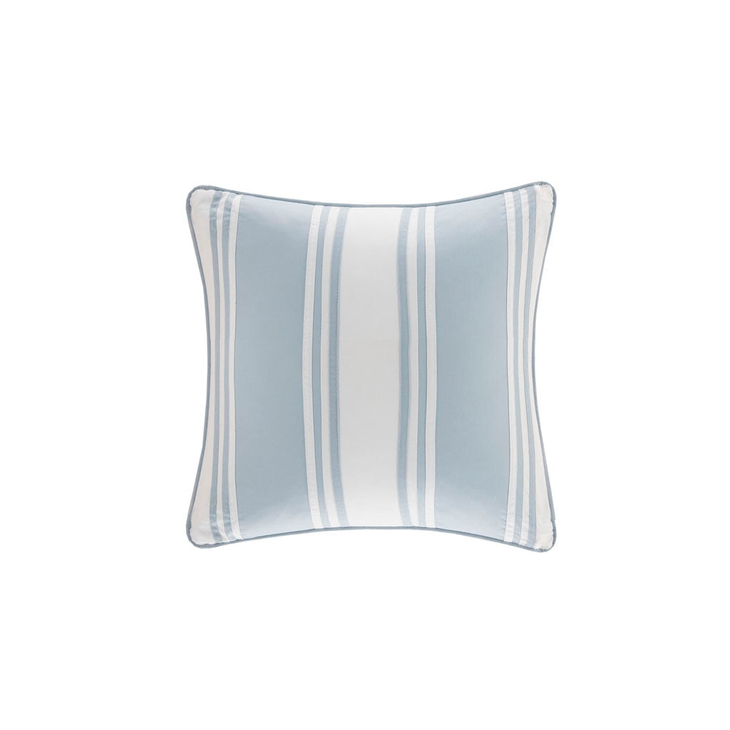 SET OF 2 Coastal Beach Crystal 18x18" Blue Striped Decorative Pillow