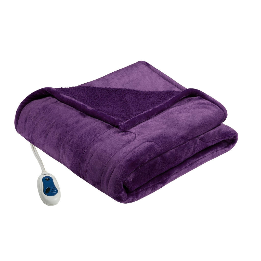 Heated 60x70 Microlight Berber Electric Throw Blanket Purple