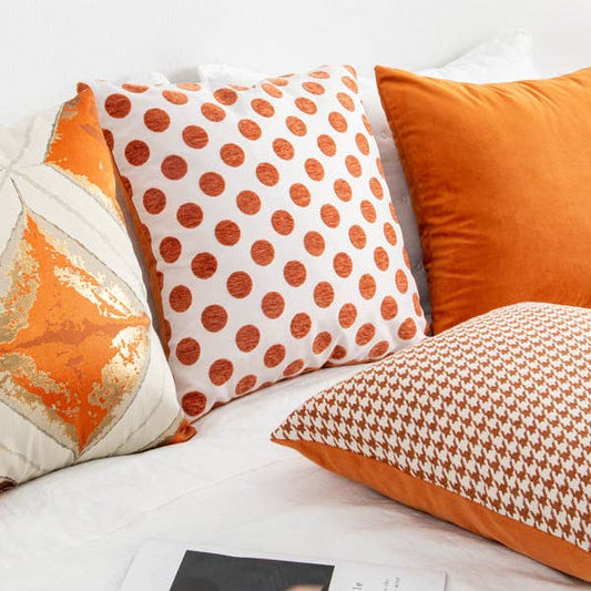 Multiple Geometric Pattern Orange Cushion Cover 18x18 Inch