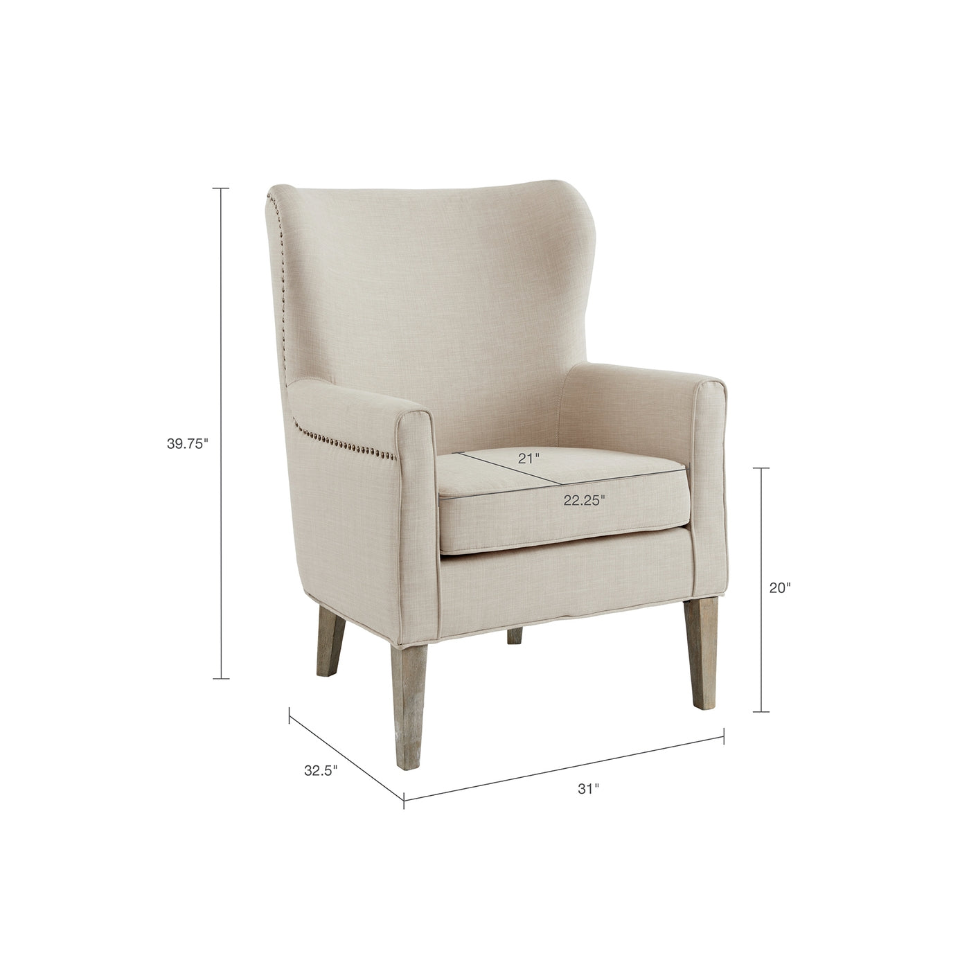 Round Wingback Accent Chair, Cream