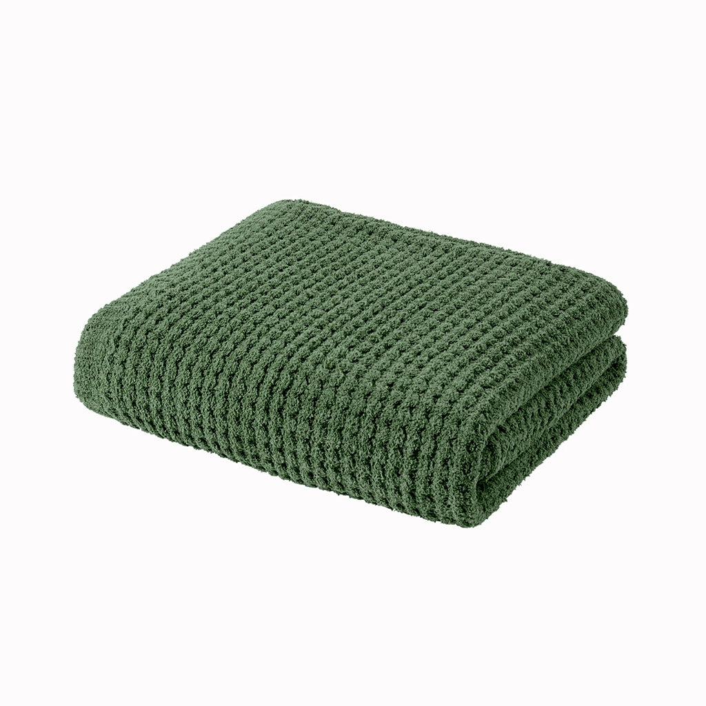 Sherpa Waffle Knit Chenille Throw, Green