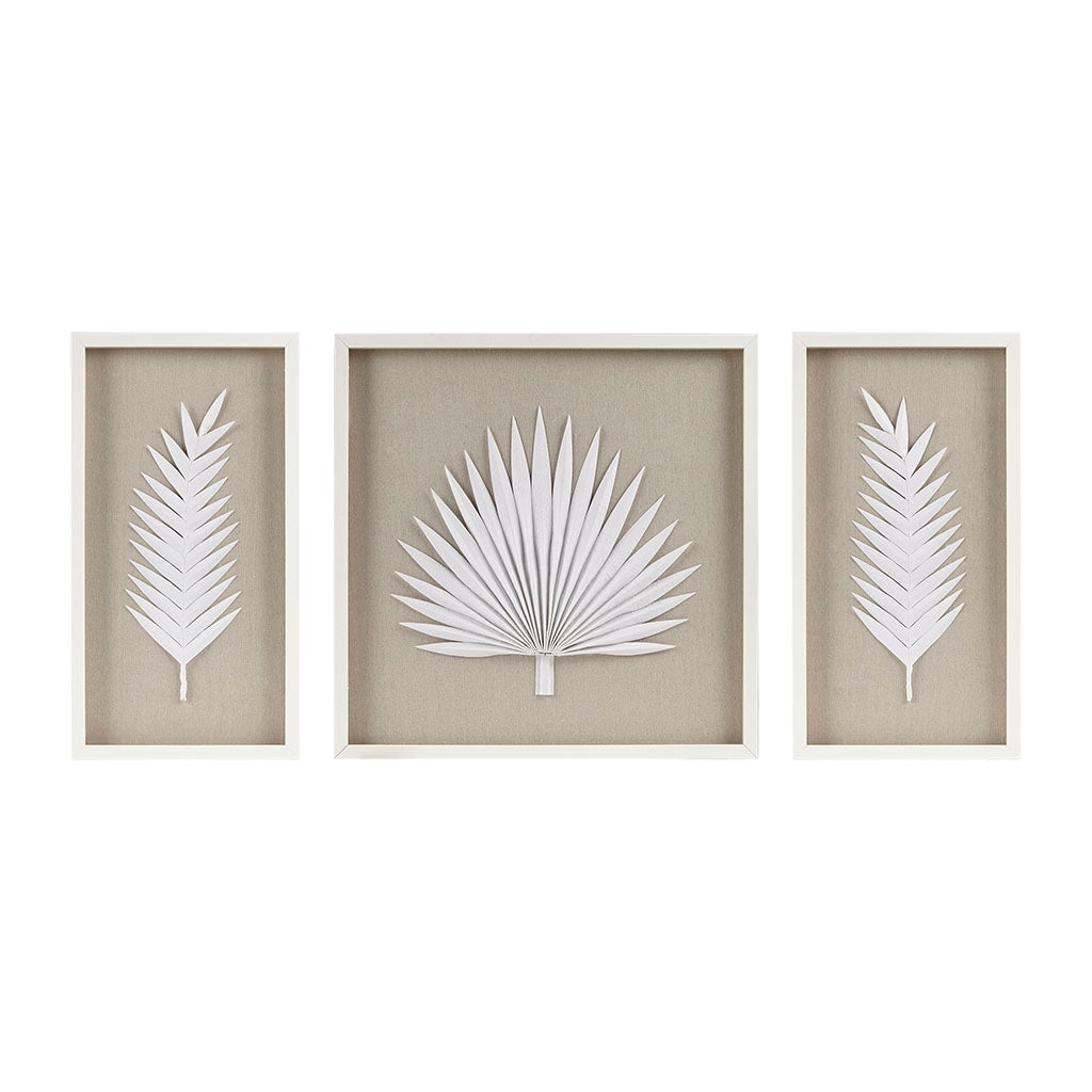 Handmade Rice Paper Palm Leaves Wall Decor (SET OF 3)