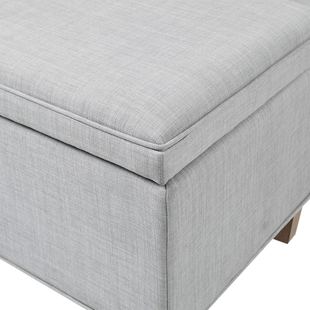 Transitional Upholstered Storage Bench, Grey