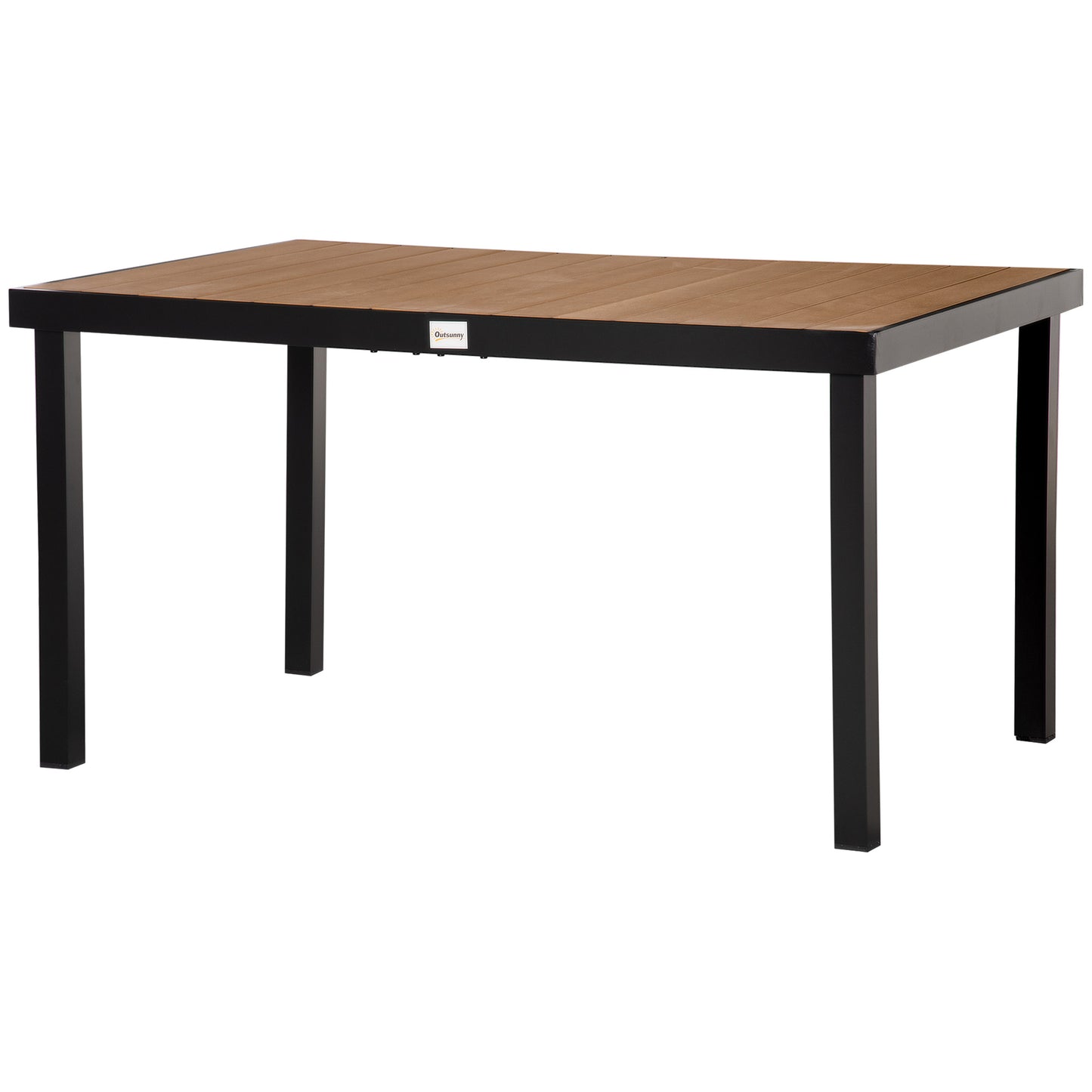 Outsunny Aluminum Outdoor Dining Table for 6, Patio Rectangular Table, 55" L x 35.5" W x 29.25" H, Natural