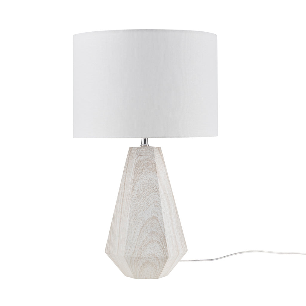 Contemporary Faux Wood Texture Resin Table Lamp White