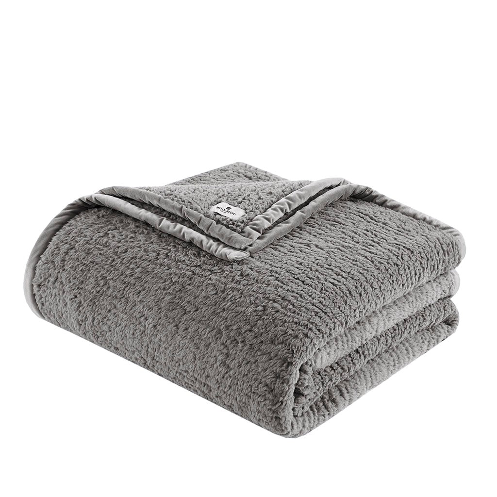 Berber Sherpa Bedding Blanket, Grey in Full/Queen & King