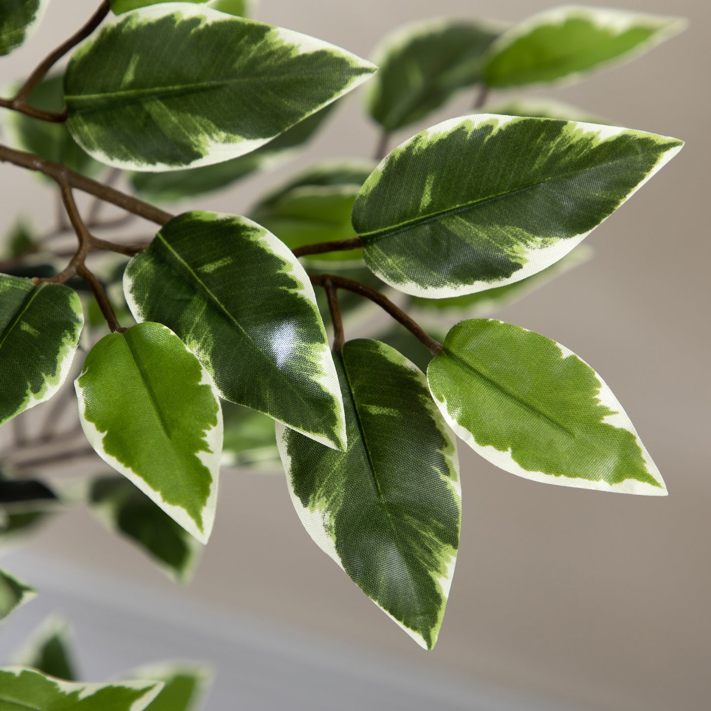 Artificial Tree Ficus Tree Fake Plants in Pot with 702 Variegated Leaves for Indoor Outdoor Decor, 6"x6"x51", Green