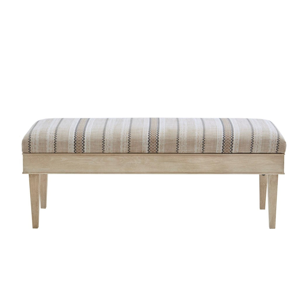 Neutral Patterned Farmhouse Storage Bench