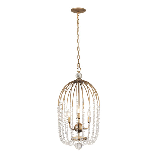 Voliere 3-Lt Crystal Tall Pendant - Havana Gold