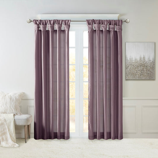 Twist Tab Faux Silk Window Panel, Purple (1 PC)