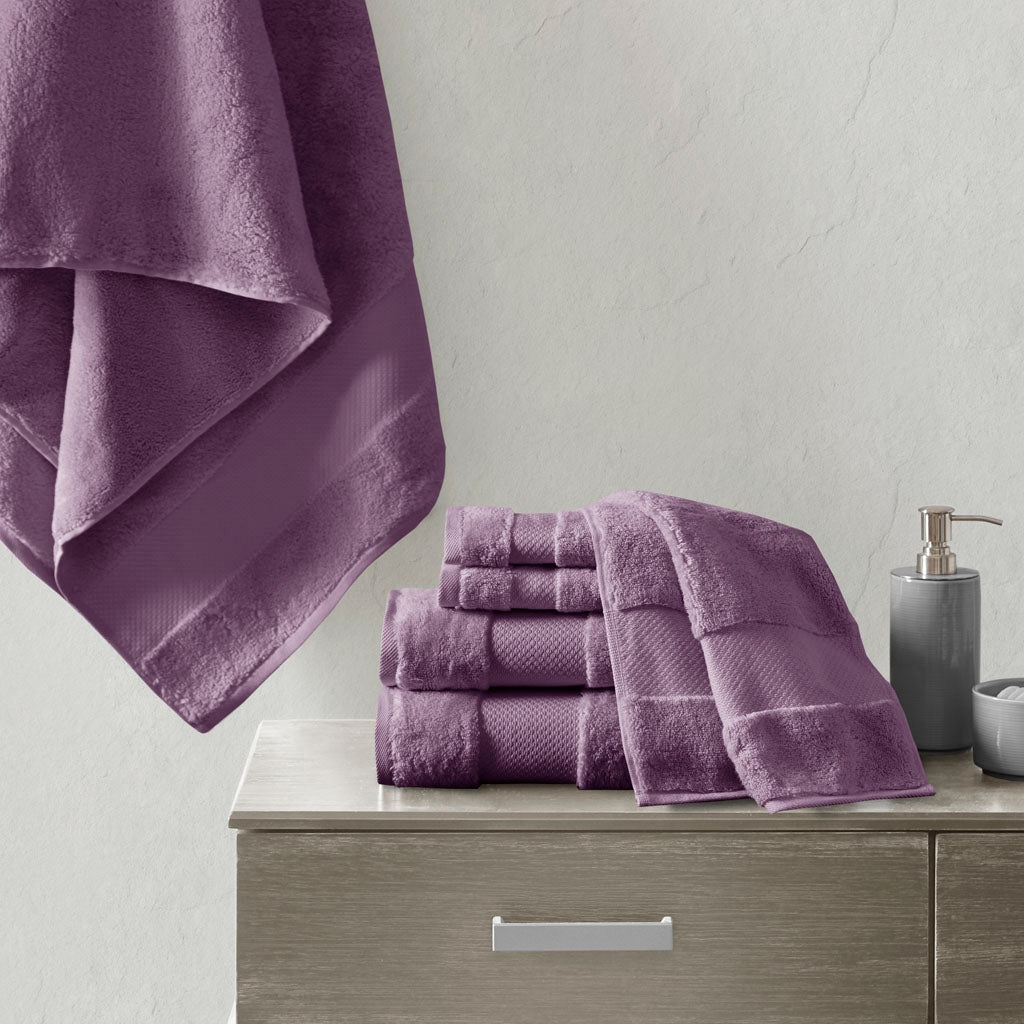 Turkish Cotton 6-Piece Bathroom Towel Set, Purple