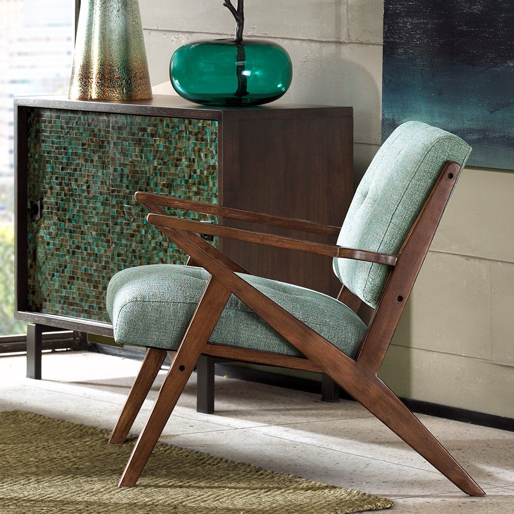 Modern Mid-Century Wood Lounge Chair, Seafoam Green