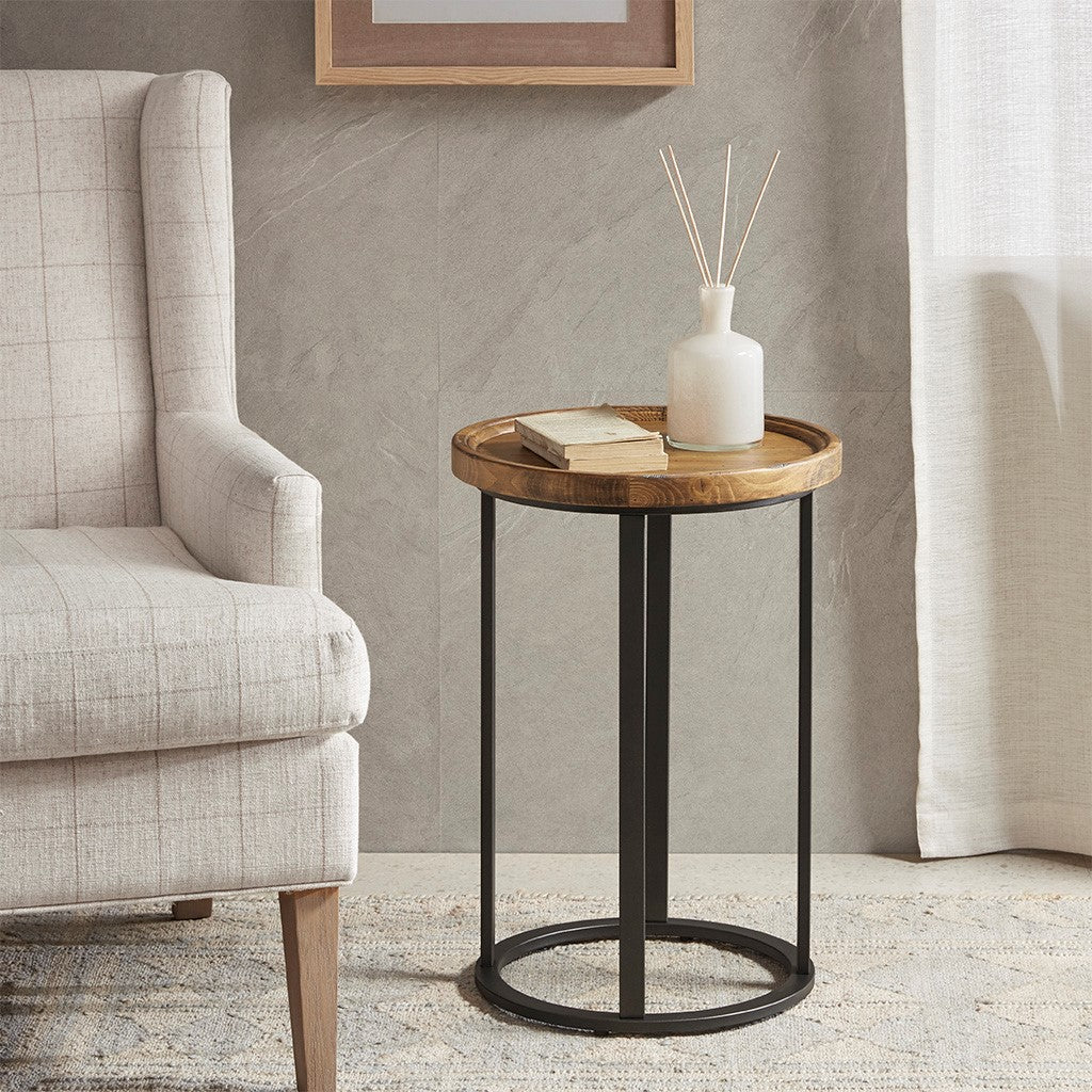 Modern Industrial Round End Table