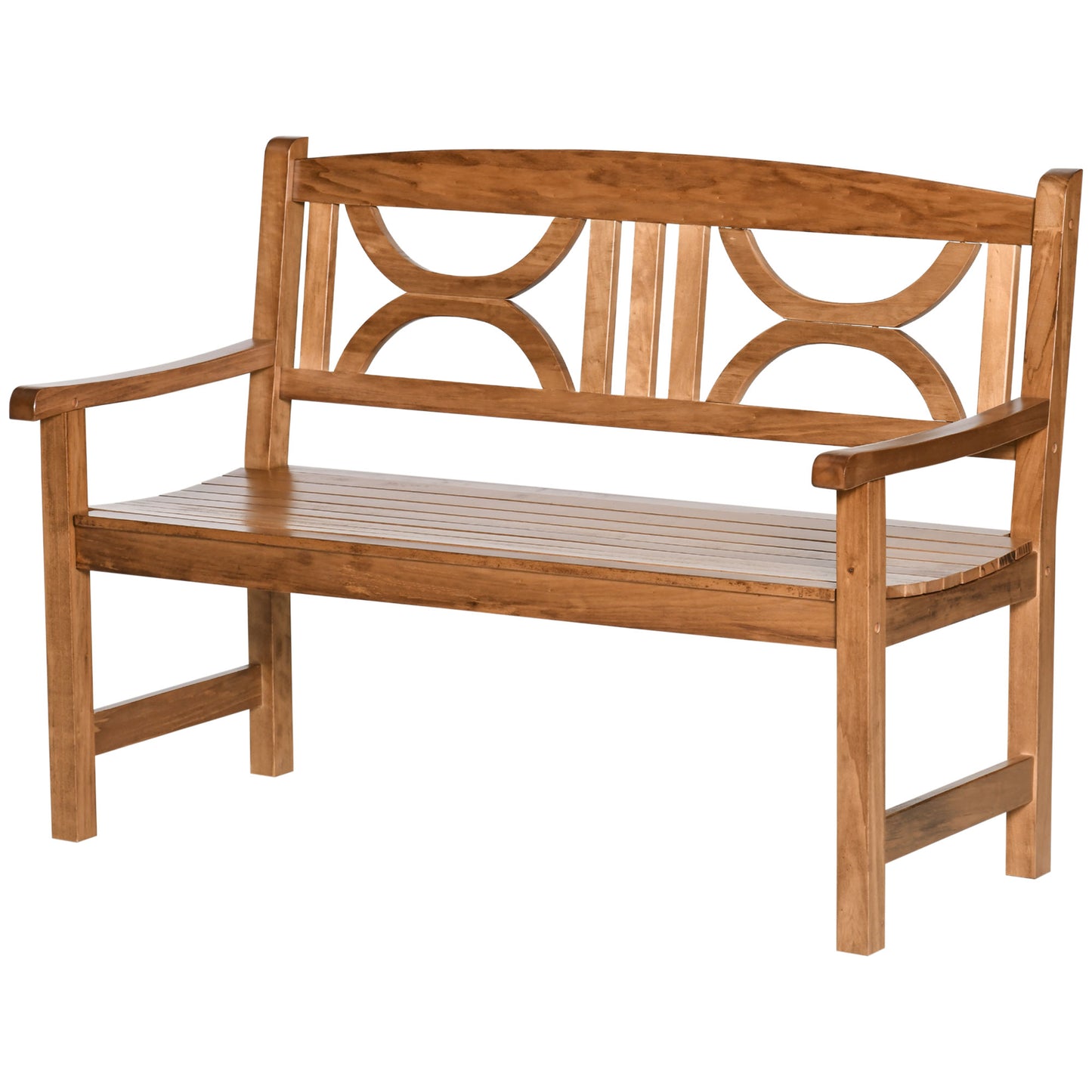 2-Seater Wooden Garden Bench for Yard, Lawn, Porch, Natural