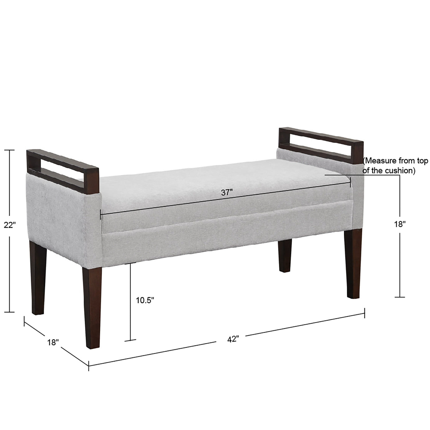 Modern Upholstered Accent Bench, Grey