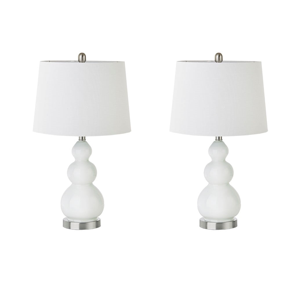 White Glass Base Table Lamp ( Set of 2 )