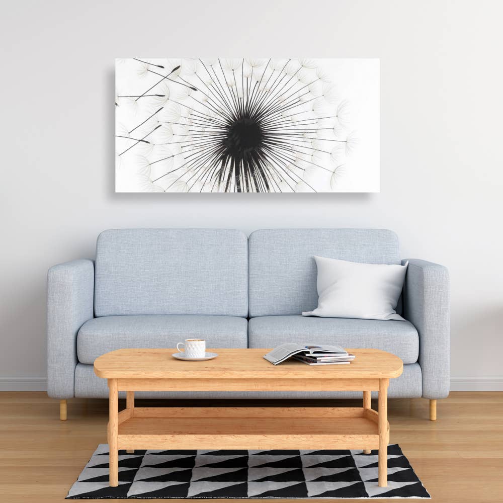 Silhouette of Dandelion | Fine Art Print On Canvas 24" X 48"