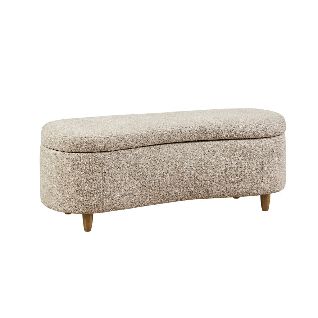 Boucle Flip Top Storage Bench, Light Taupe