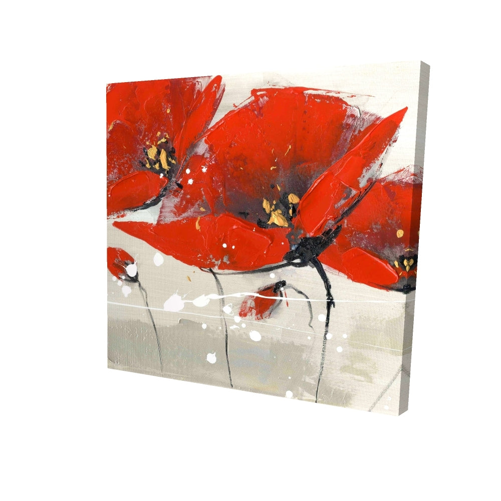 Red Flowers with An | Fine Art Print On Canvas 24" X 24"