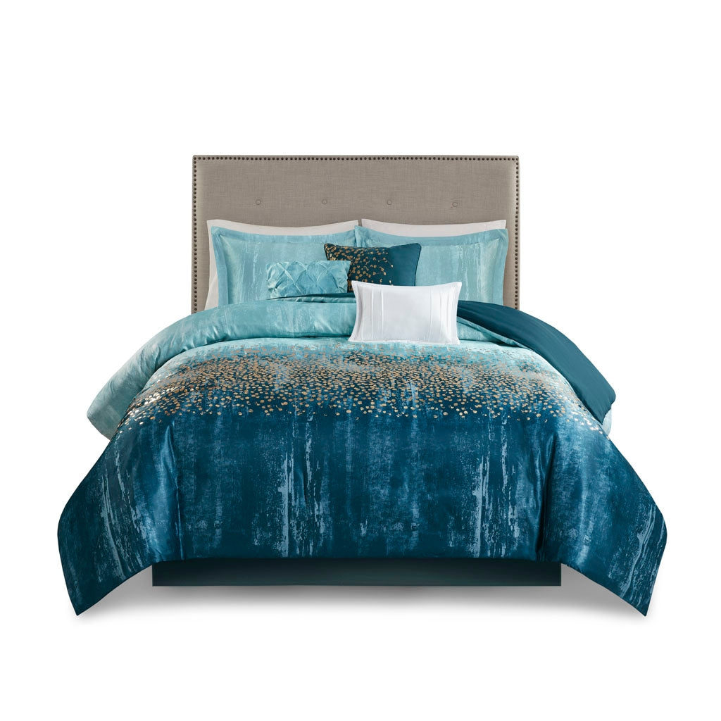 Luxurious Midnight Garden Comforter/Duvet Cover Set, Blue