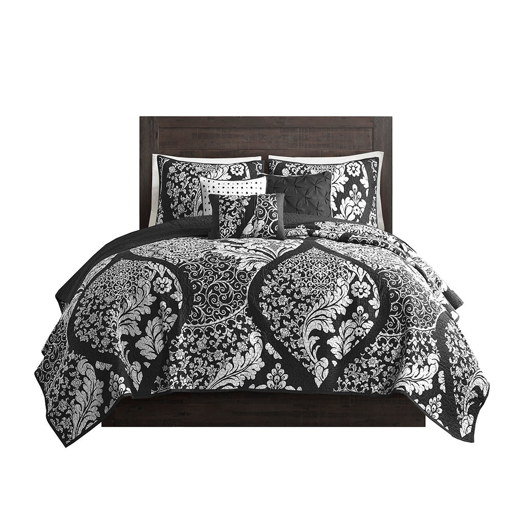 Transitional 6-Piece Quilt Set, Black