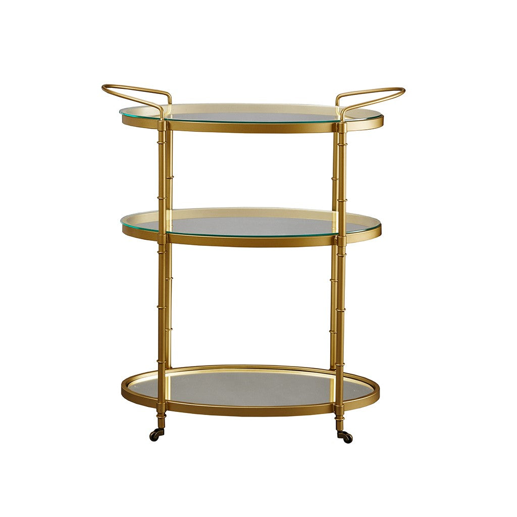 Classic Gold Framed 3-Tier Bar Cart Decoration