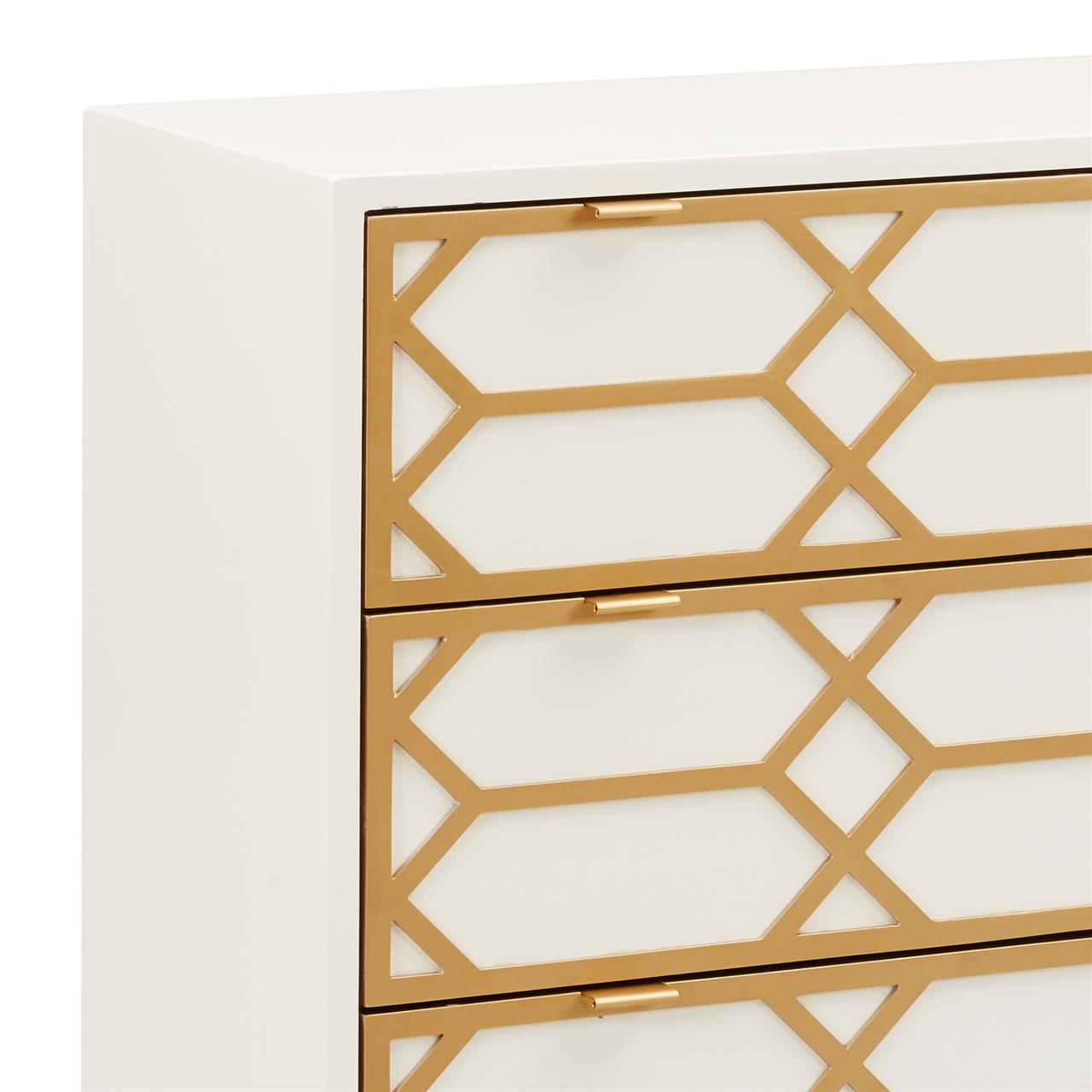 3-Drawer Gold Lattice Accent Chest *