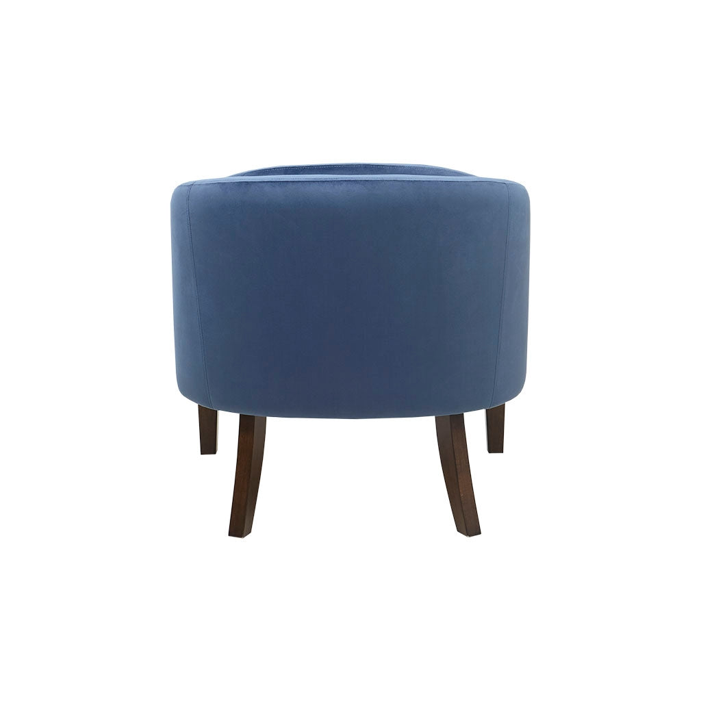 Tufted Mid-Centruy Barrel Accent Chair, Blue Velvet