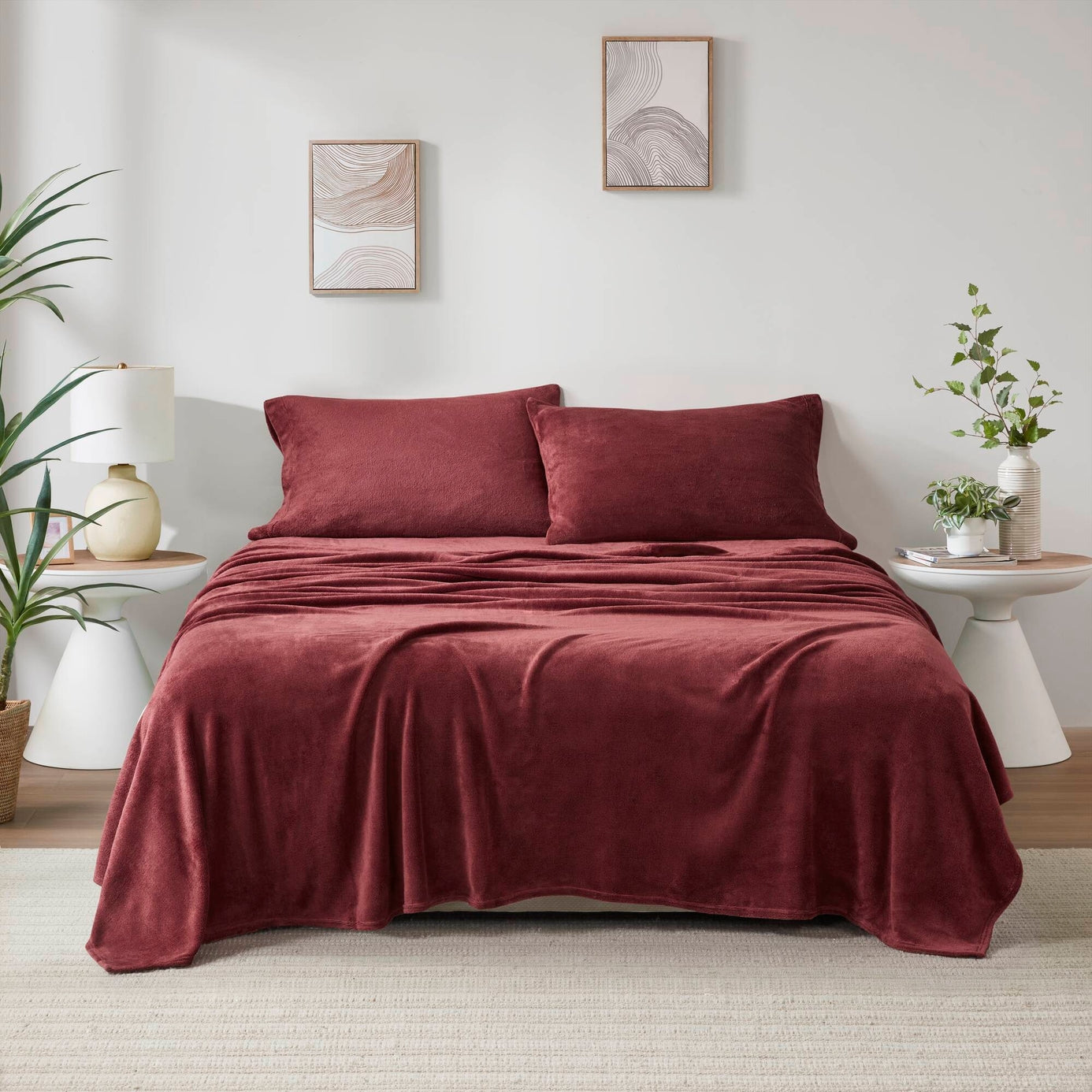 Micro Plush Solid Sheet Set, Burgundy