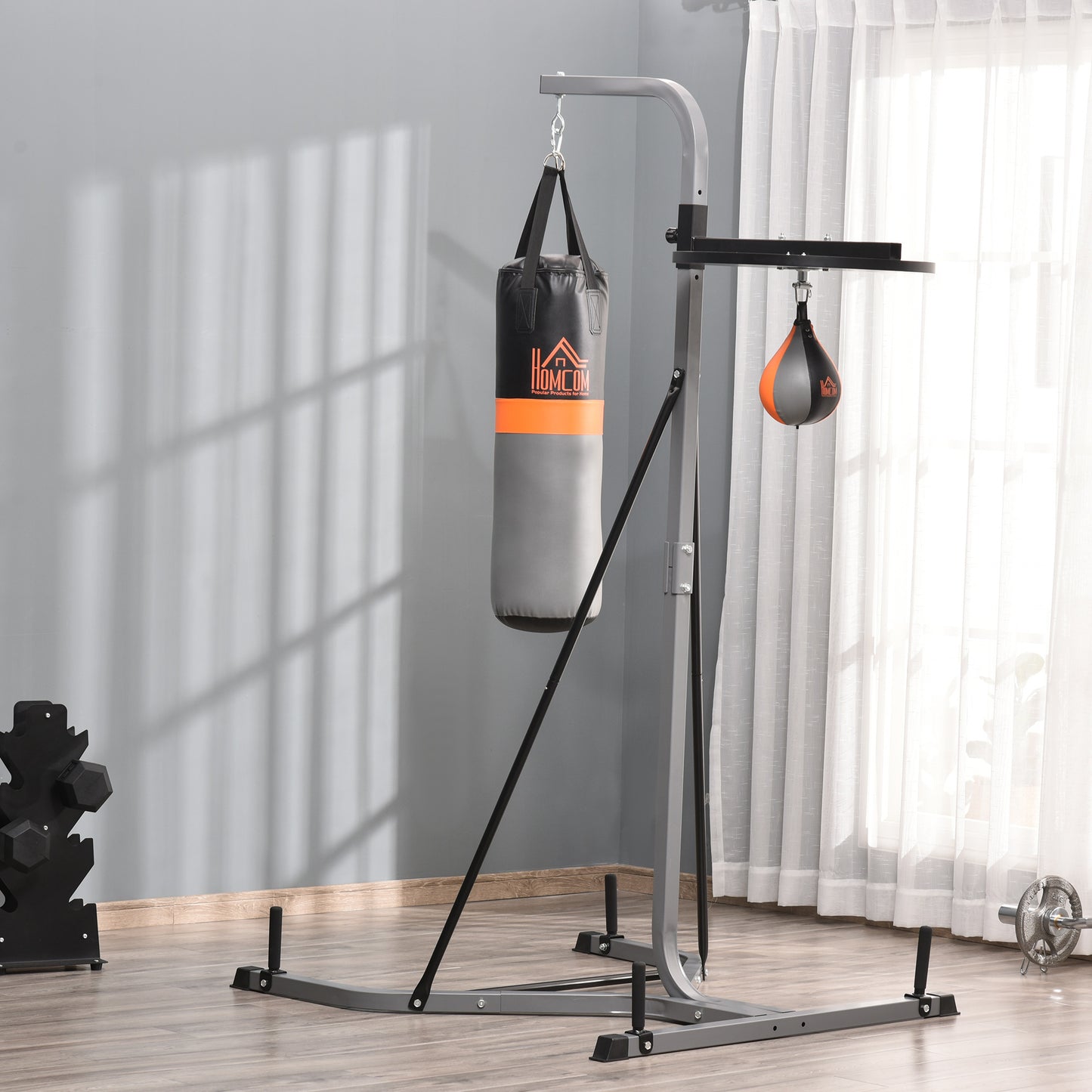 Punching Bag Holder and Speed Ball Exercise Punching Bag Stand with Punching Ball 45.25"L x 61.75"W x 87"H Load 220lb