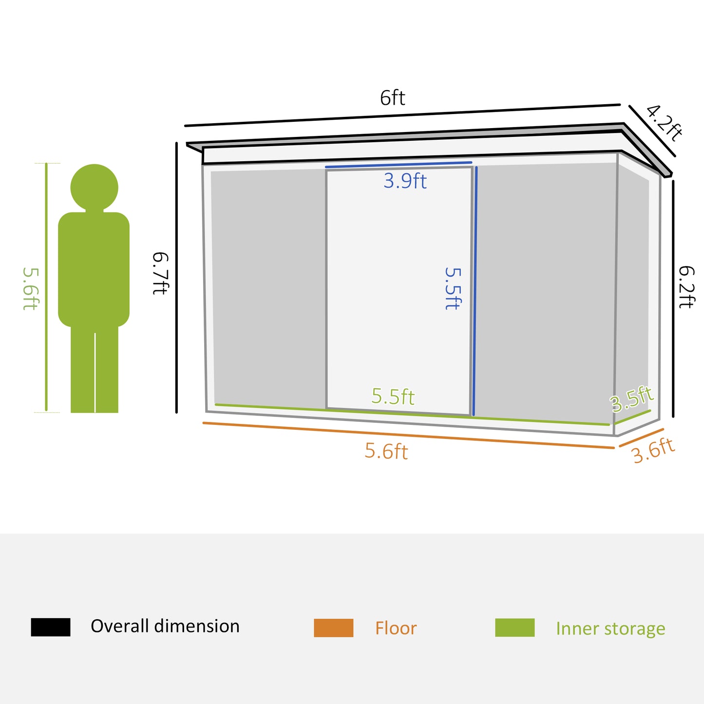 6' x 4' Outdoor PVC Storage Shed, Garden Tool House Weather Resistant with Lock, Foundation and 2 Air Vents for Backyard, Patio, Lawn