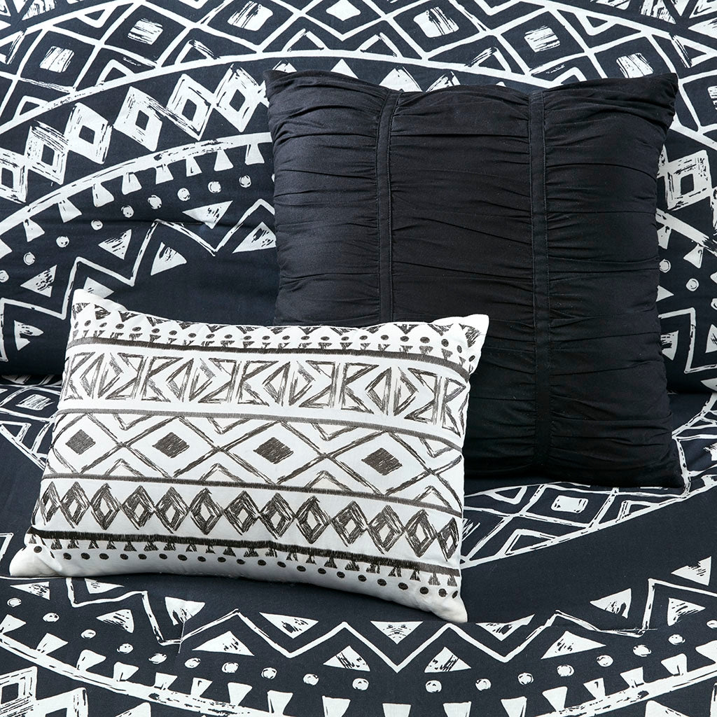 Boho Geo 7-Piece Comforter/Coverlet Set, Black