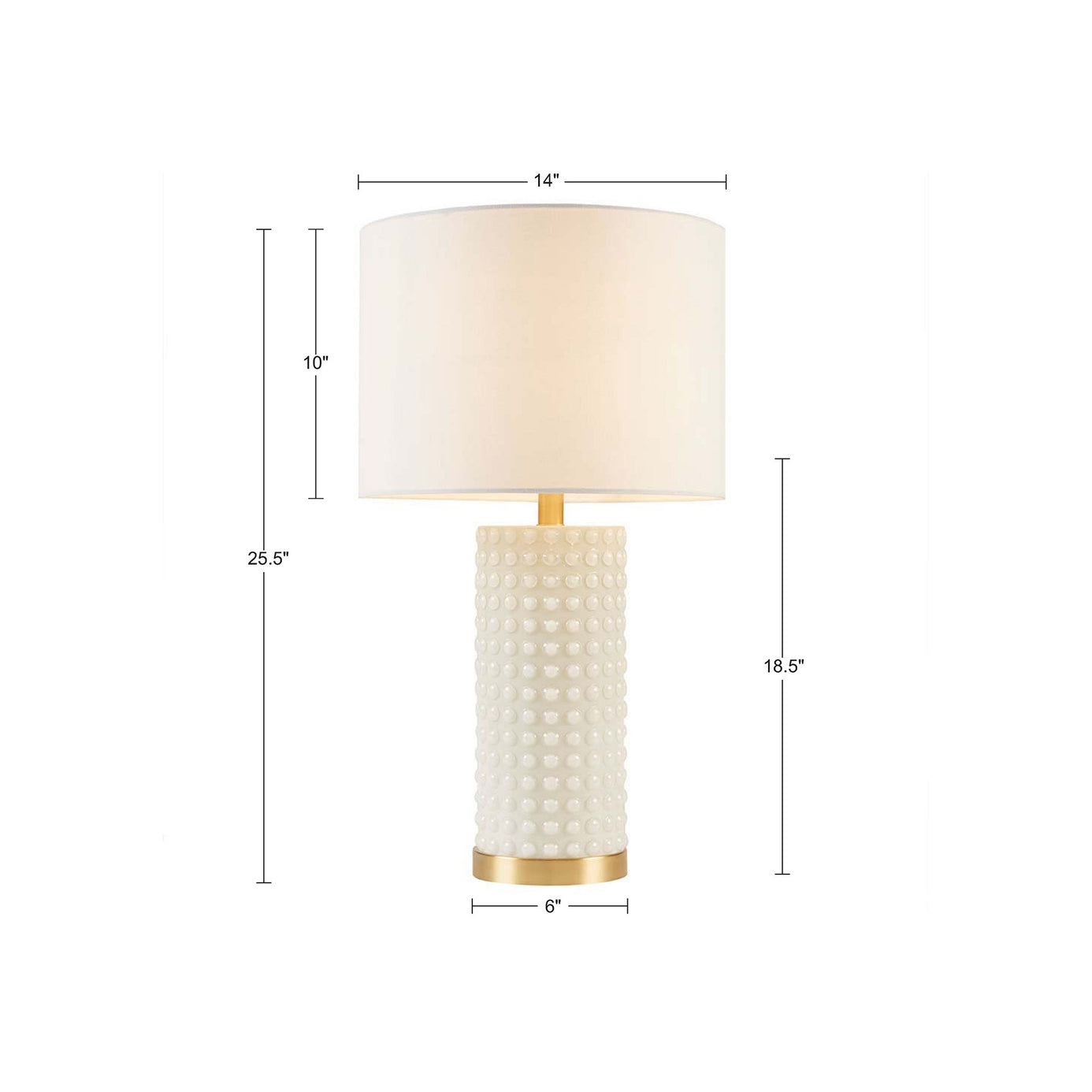 Gold White Glass Textured Dot Table Lamp