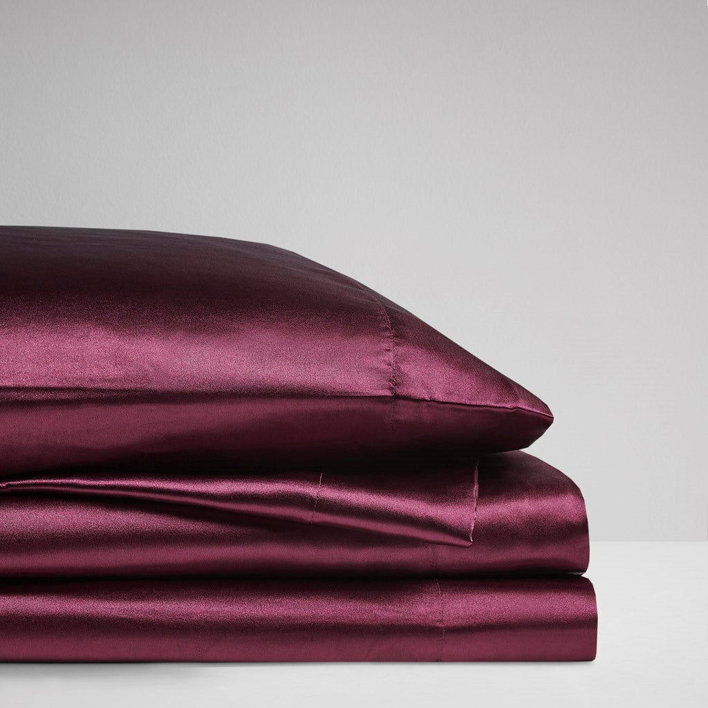 Luxury Satin 6-Piece Sheet Set, Wine