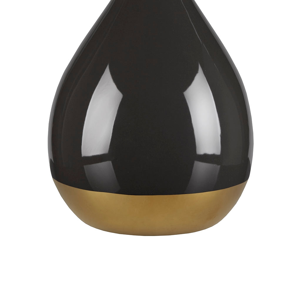 [Set of 2] 2-Tone Ceramic Teardrop Table Lamp, Black