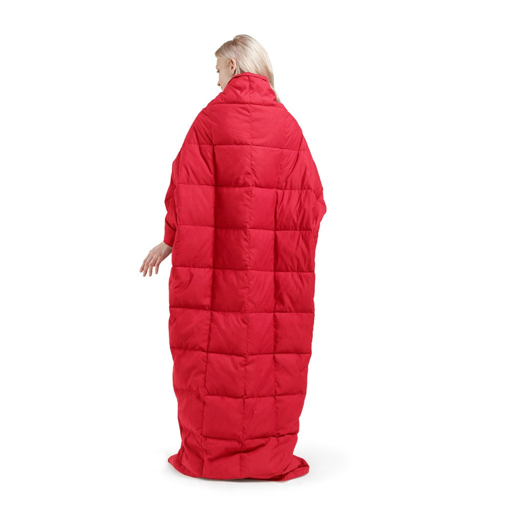 Wearable Blanket Goose Feather & Down, indoor/outdoor in Red