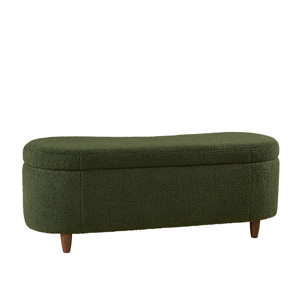 48"W Boucle Flip Top Storage Bench, Green