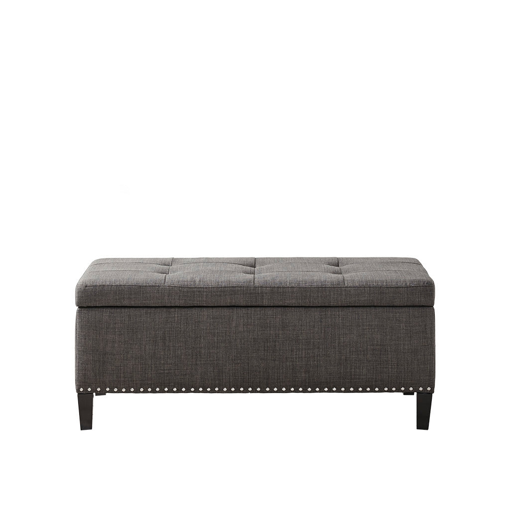 Tufted Accent Ottoman Bench with Interior Storage, Grey