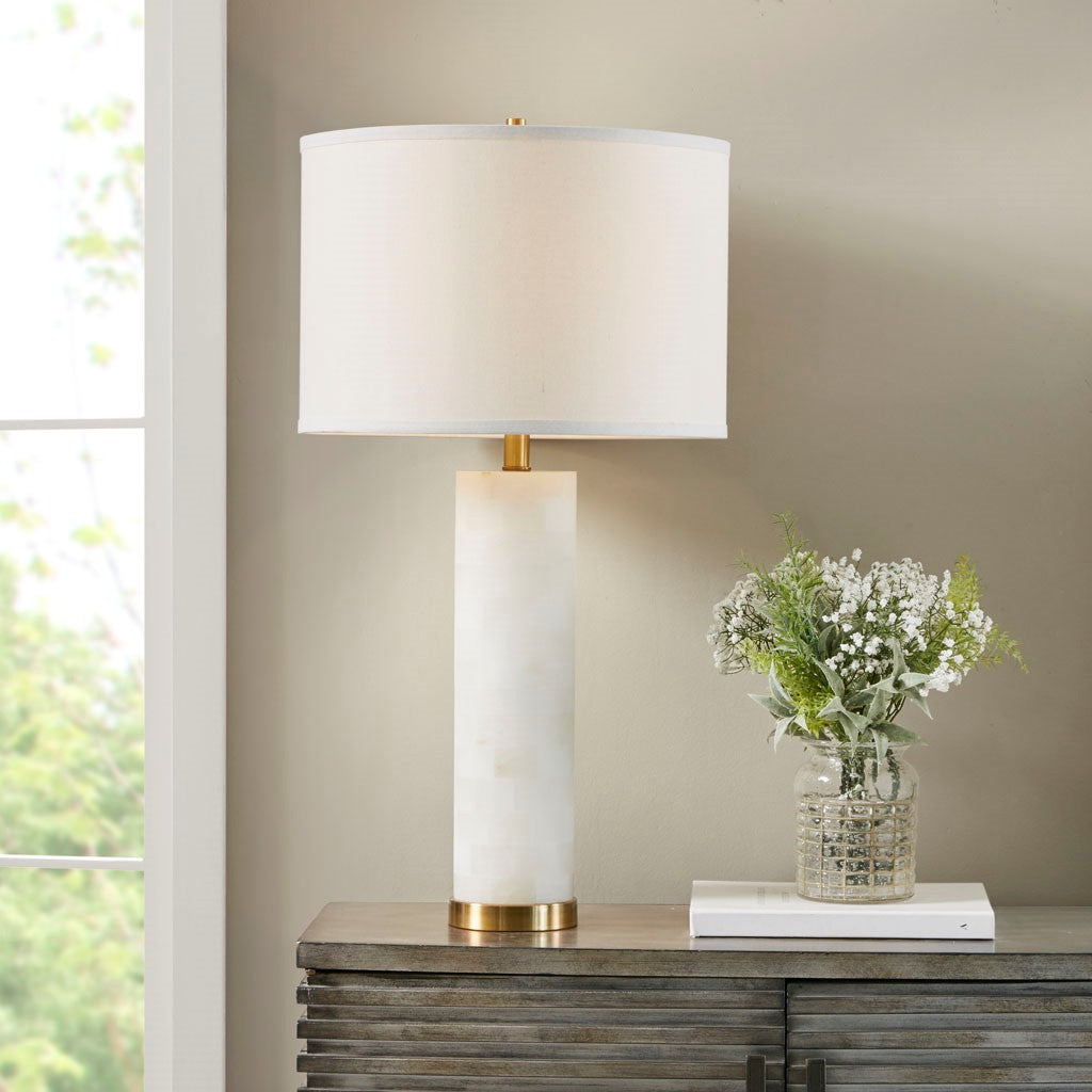 White Alabaster Gold Table Lamp