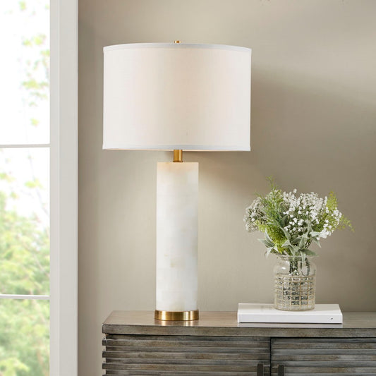 White Alabaster Gold Table Lamp