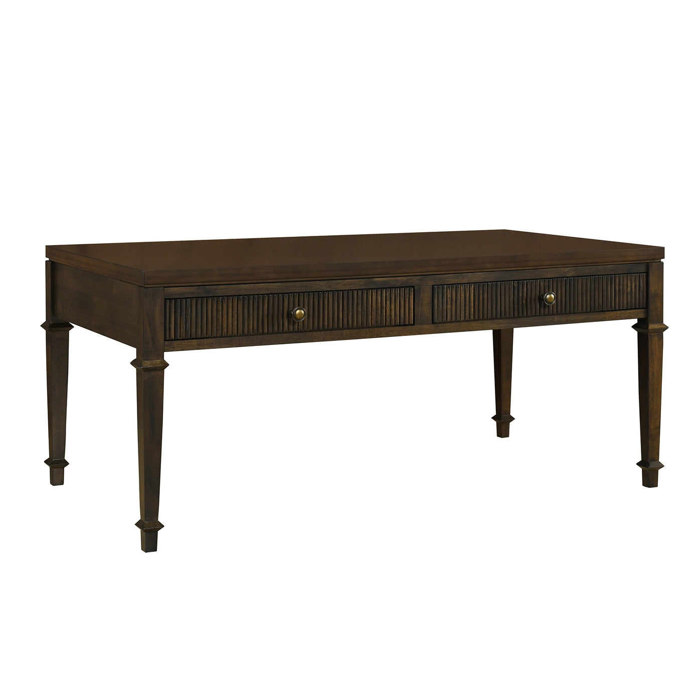 Fluted 2-Drawer Coffee Table, Brown